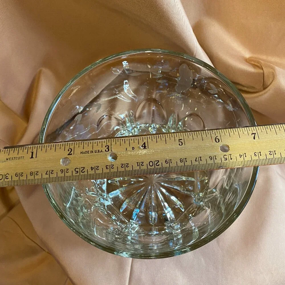 Vintage Princess House Heritage Collection Etched Floral Lead Crystal Ice Bucket